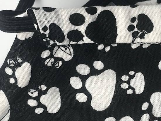 White With Black Paws with Black With White Paws on Reverse - Reversible Limited Edition Face Mask image 6
